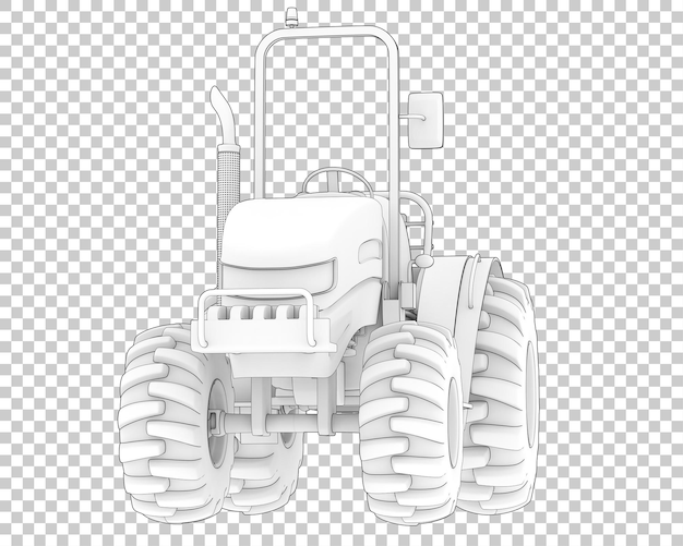 PSD small tractor on transparent background 3d rendering illustration