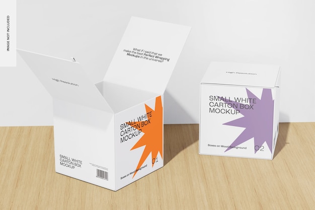 Small White Carton Boxes Mockup, Perspective