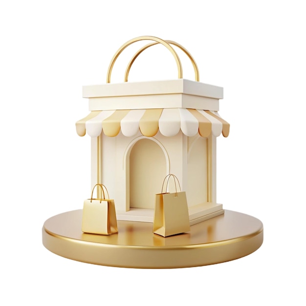 PSD a small white gazebo with a gold top and a white background