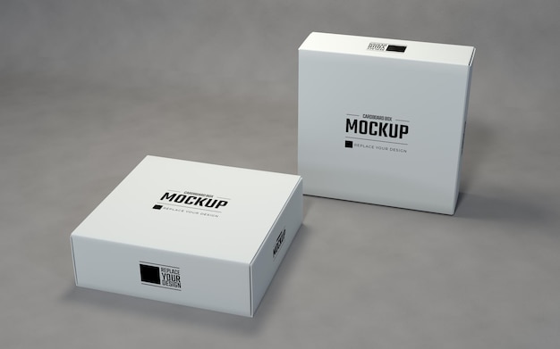 Small White Square Cardboard Boxes Mockup