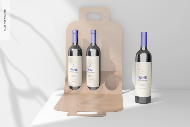 Small Wine Bottle Paper Box Mockup, Front View