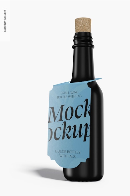 Small Wine Bottle with Tag Mockup, Right View