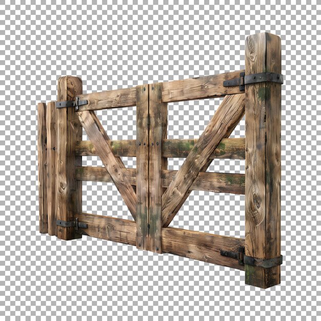 PSD small wooden gate fence on transparent background ai generated