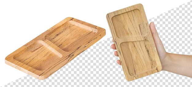 Small wooden plate for snacks. Isolated from the background