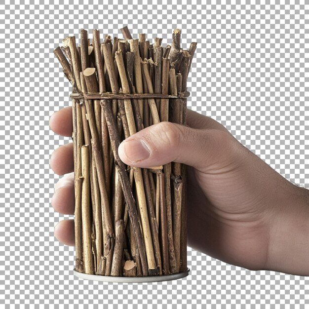 PSD small wooden sticks in a jar on transparent background ai generated