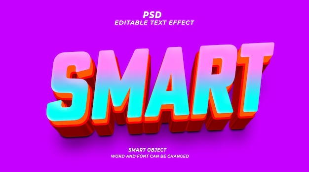 Smart 3d editable text effect photoshop style