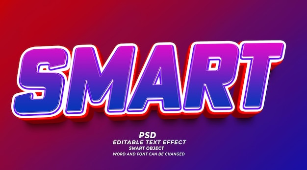 Smart 3d editable text effect PSD template smart object