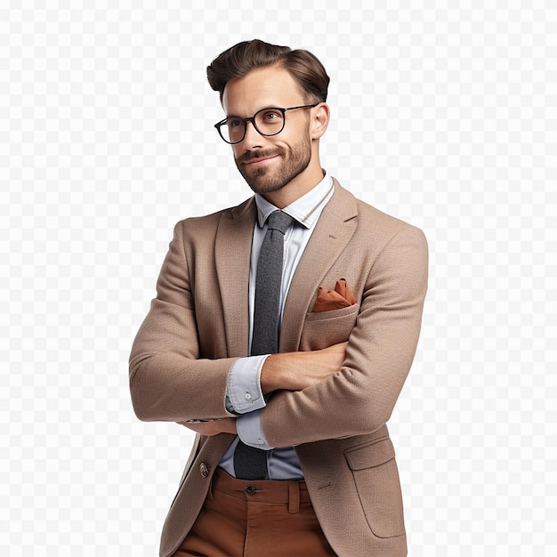 A Smart businessman isolated on transparent background