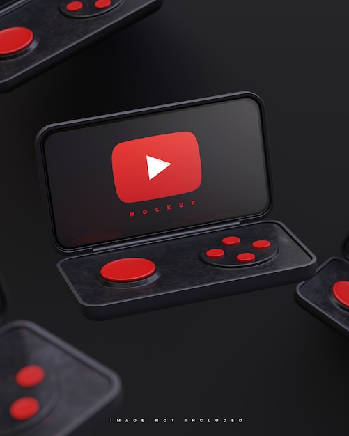 Smart flip device youtube interface mockup black background 3d render