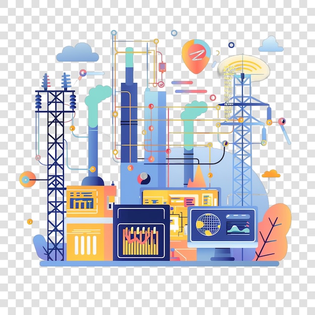 Smart grid realistic photo isolated on transparent background