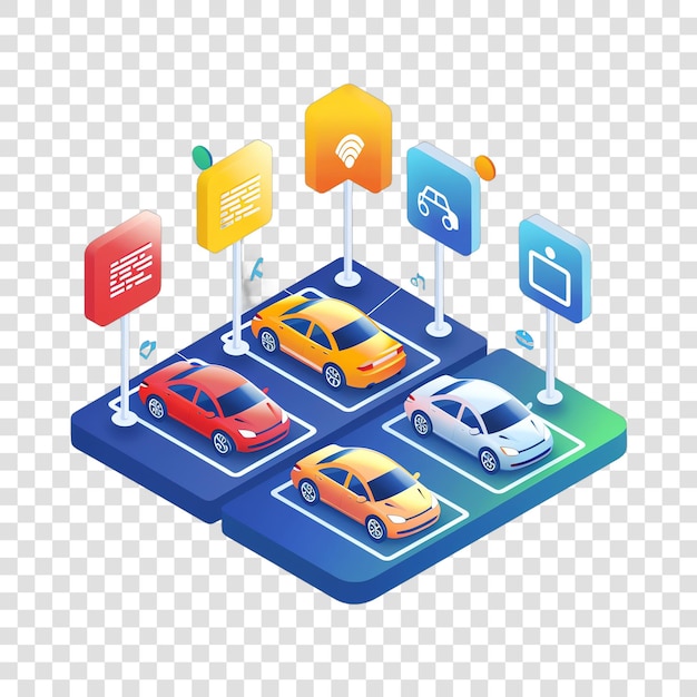 PSD smart parking system realistic photo isolated on transparent background