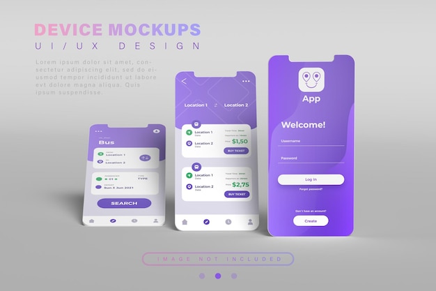 Smart phone screen mockup mobile app presentation template