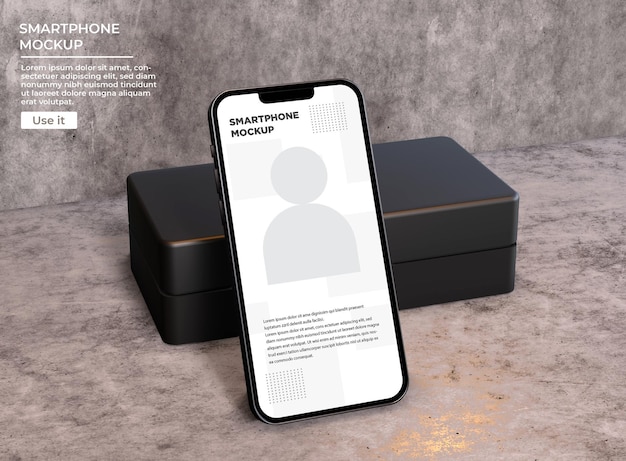 Smart phone With Concrete Background Premium Psd Mockup