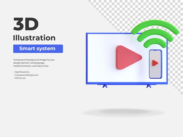 Smart tv entertainment system internet of thing 3d icon illustration