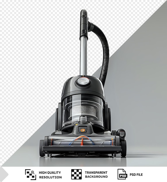 PSD smart vacuum cleaner on a transparent background against a gray and white wall