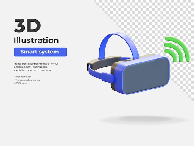 Smart virtual reality system 3d icon illustration