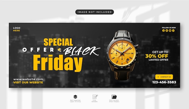 PSD a smart watch advertises black friday sale design or facebook banner design