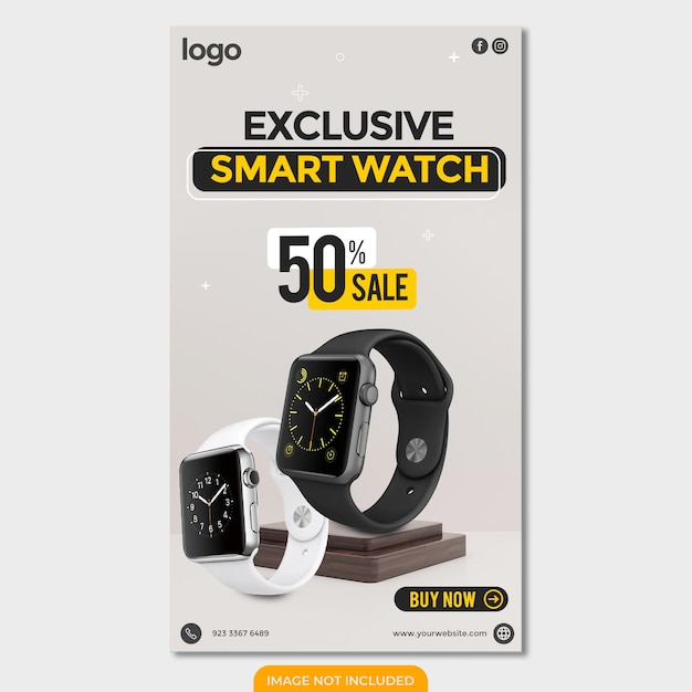 Smart watch black friday instagram with white background design story template