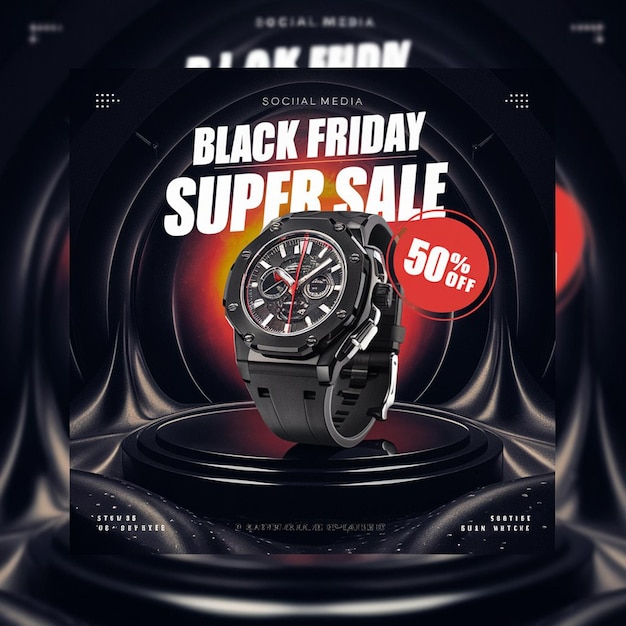 Smart Watch black friday super sale Social Media Instagram Post Template