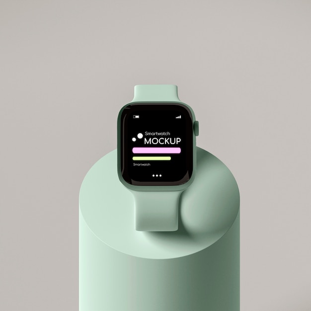 Smart watch mockup in geometric scene