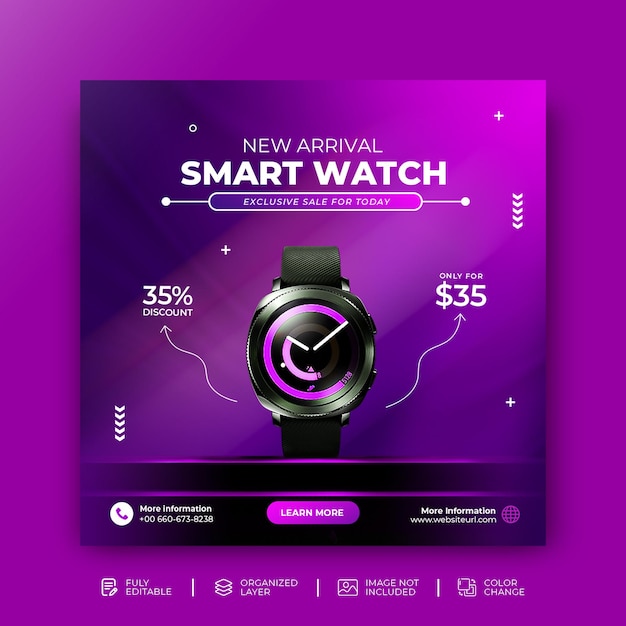 Smart watch sale promotion social media Instagram post template