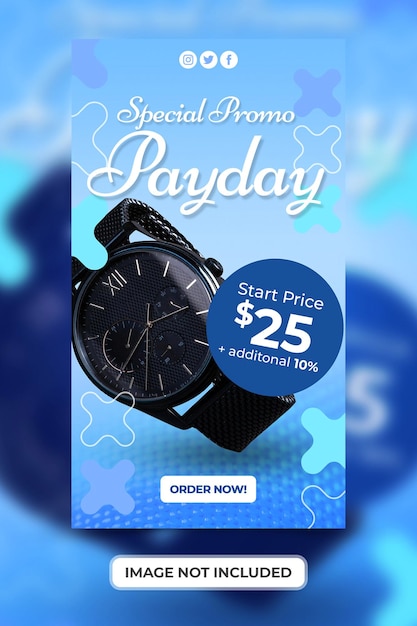 PSD smart watch sale special payday promotion with social media stories template premium psd