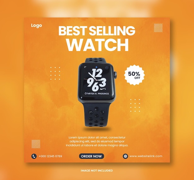 Smart watch social media banner design and Instagram post template design