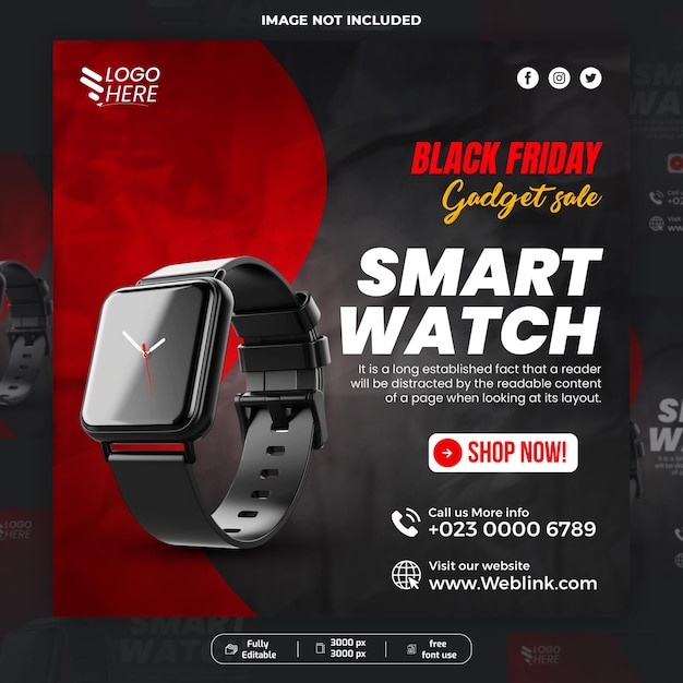 Smart Watch Social Media Post Design Template