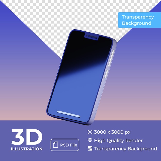 Smartphone colorful 3d icon with transparent background