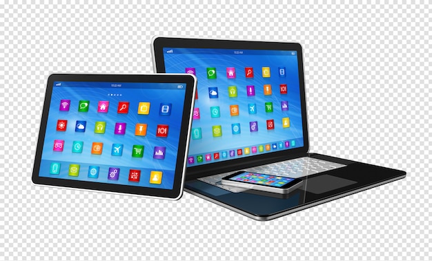 Smartphone, Digital Tablet Computer and Laptop