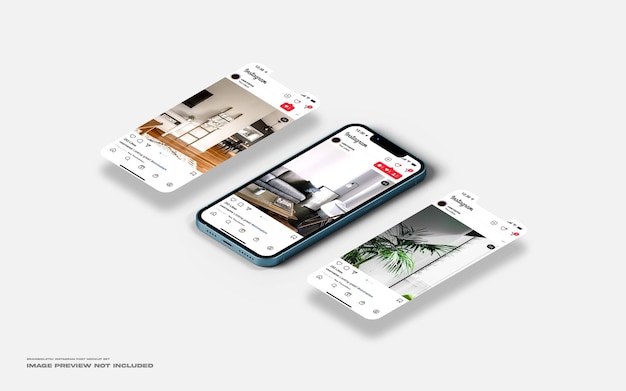 Smartphone Display Instagram Post Mockup Set