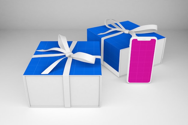 Smartphone and gift boxes