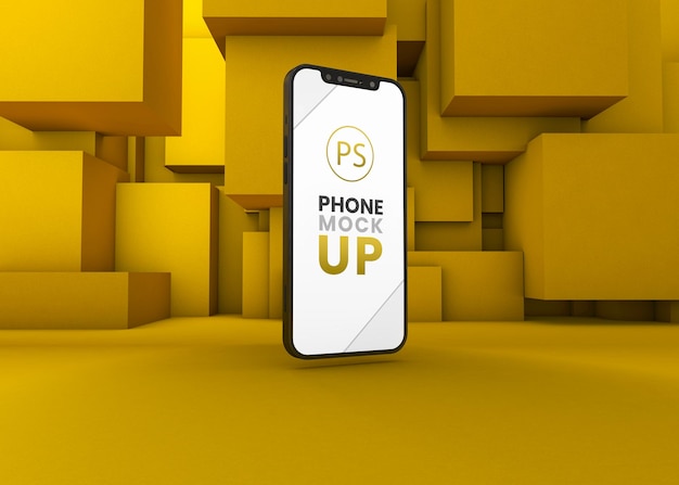 Smartphone mockup design with 3d render background