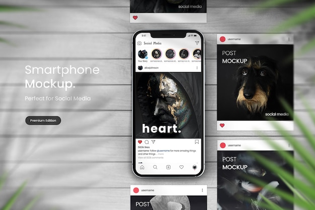 Smartphone mockup to display Instagram posts