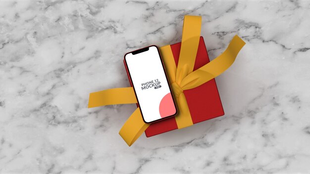 Smartphone Mockup over Gift Box