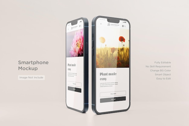 smartphone mockup modifiable background color