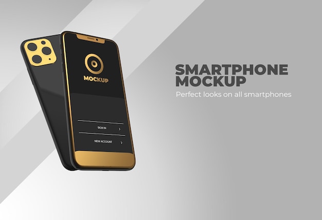 Smartphone mockup in realistic 3d rendering