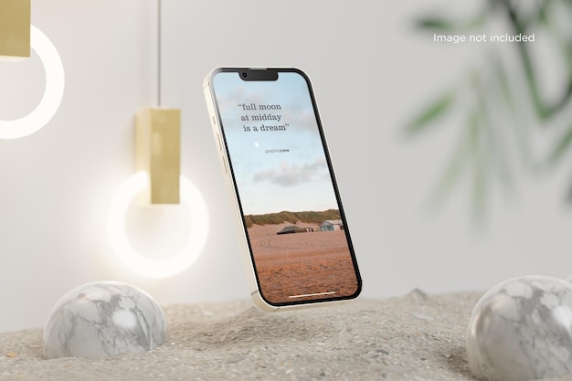 Smartphone mockup in the sand studio