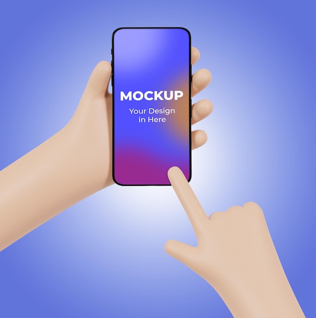 Smartphone mockup with 3d hand holding