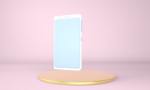 PSD smartphone mockup with blank screen in 3d render