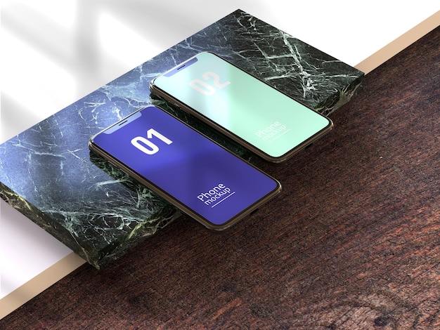 Smartphone Mockup with marble texture