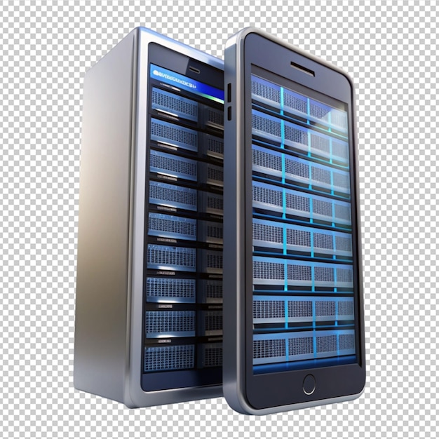 PSD smartphone optimization and tuning data center isolated on transparent background