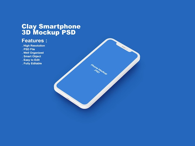 Smartphone Screen Mockup 3D Clay Render