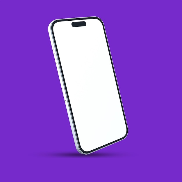 smartphone side view in purple background 3d render psd mockup