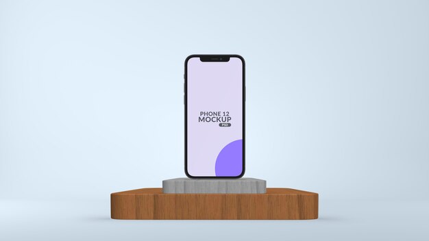 Smartphone on Stage Mockup Isolated