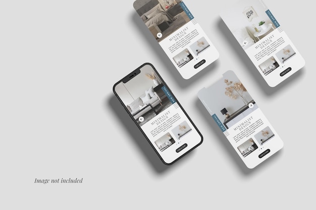 Smartphone and three ui screen mockups