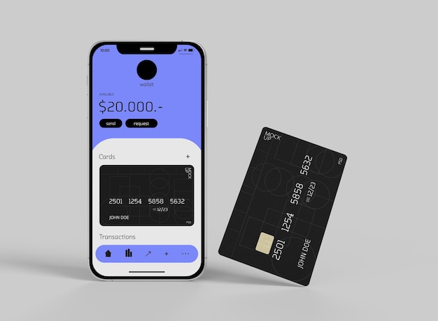 Smartphone with Bank Card Mockup