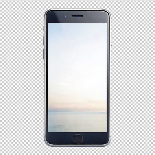 PSD smartphone with blank screen isolated on white background