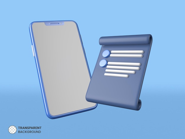 Smartphone with letter icon isolated 3d render Illustration