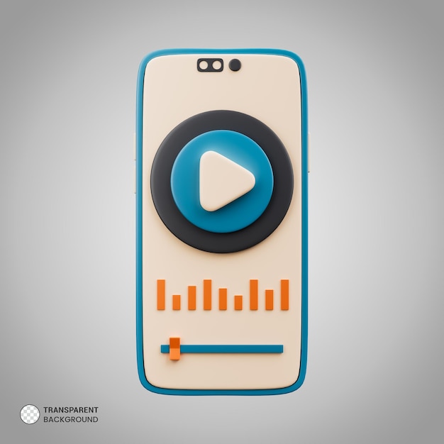 Smartphone with music player icon 3d render illustration